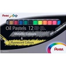 Giz Pastel Oleoso C/12 Cores Fluorescente Pentel