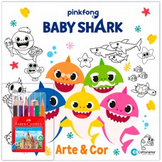 Arte e Cor com lápis de cor Baby Shark