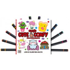 Cute & Comfy Coloring Book for Adults Edição 2 - Bold Easy - Livro de Colorir Adulto + 12 Canetas