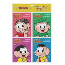 Solapa pop com 4 minilivros de atividades - Turma da Mônica