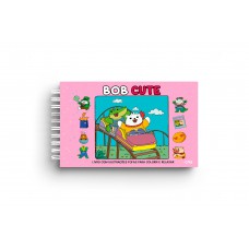 BOB CUTE – CAPA DURA ROSA - Livro com ilustrações fofas e originais para pintar, páginas destacáveis e acompanha uma folha de acetato - papel 180gr