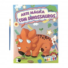 Arte Mágica com Dinossauros - Cada folha tem sua própria paleta de cores: só molhar o pincel e pintar!
