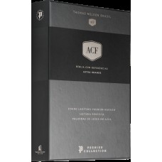 Bíblia ACF, Couro legítimo marrom, Letra grande, Leitura Perfeita, Premier Collection | Com letras de Jesus em azul e referências cruzadas