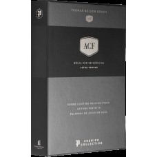 Bíblia ACF, Couro legítimo preto, Letra grande, Leitura Perfeita, Premier Collection | Com letras de Jesus em azul e referências cruzadas