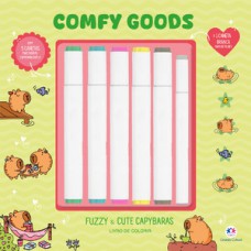 Fuzzy e Cute Capibaras - Livro de Colorir com 6 Marcadores