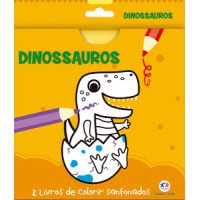 Dinossauros - 2 livros de colorir sanfonados