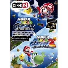 MARIO GALAXY 1 + 2 (Versão lisa, sem dobras, enviada em tubo protetor) - Superpôster Super N