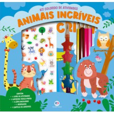 Animais incríveis - Kit livro com lapiseira, lápis borracha e adesivos
