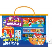 Histórias bíblicas - Livro maleta divertida com lápis e cartela de adesivos